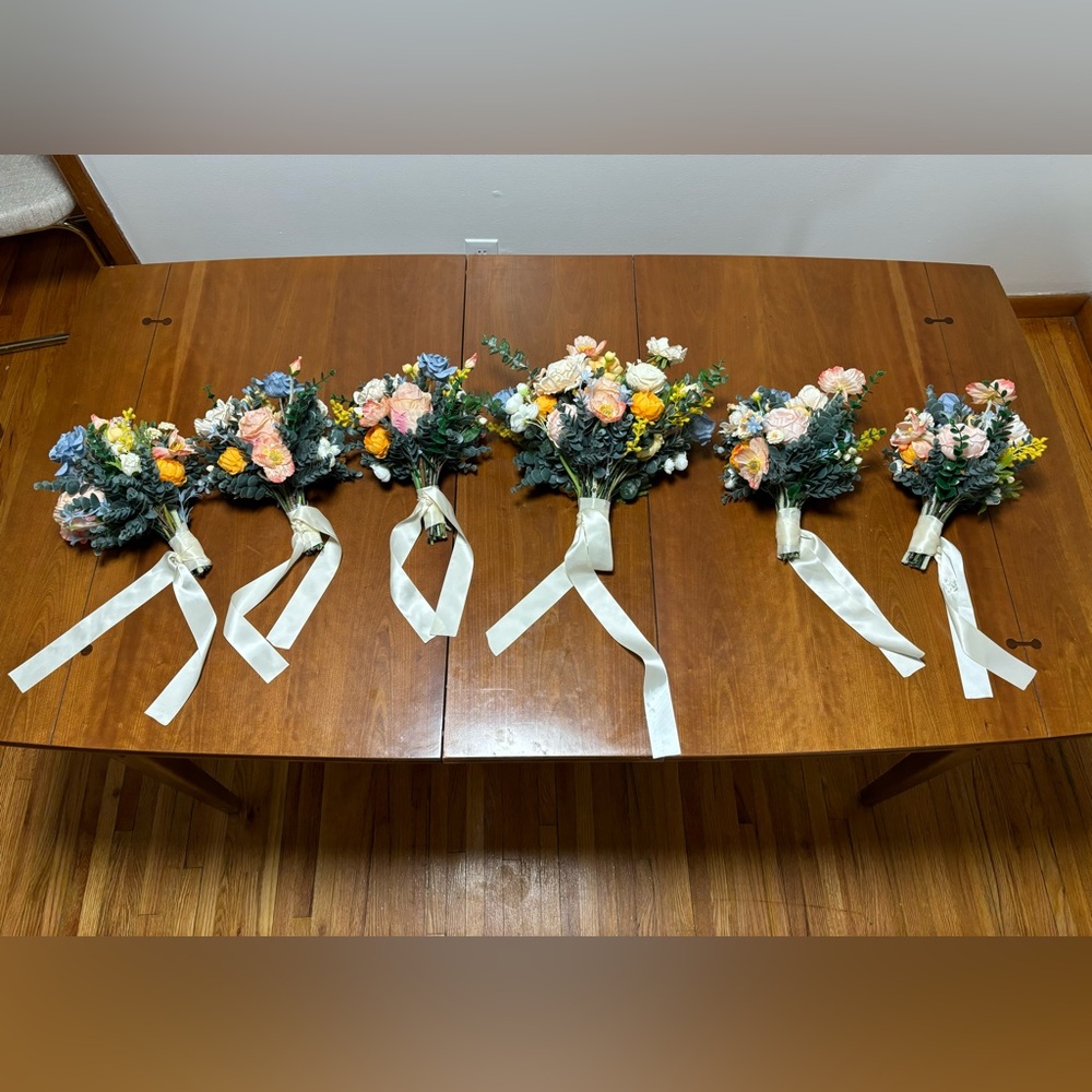 Pastel wedding flower bouquets